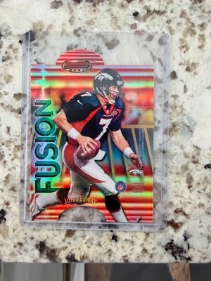 1998 BOWMAN'S BEST FUSION REFRACTOR CARD 6/100 BRONCOS JOHN ELWAY BRIAN GRIESE - Image 1 of 2