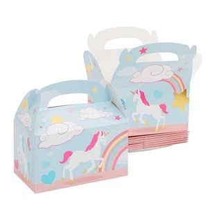 24 Treat Box Paper Birthday Party Favor Gift Goodie Container Unicorn 6x3.3x3.6 - Picture 1 of 8