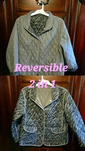 Jane Ashley Steppjacke grau Damen Größe L wendbar Zebrastreifen - Bild 1 von 6