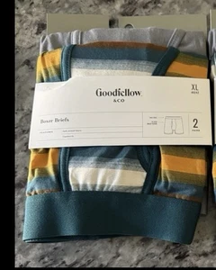 Goodfellow & Co. Men's Teal Stripes/Grey Boxer Briefs Tagless XL 2 Pack - Picture 1 of 2