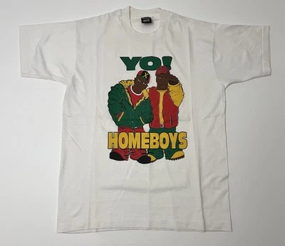 VTG Yo Homeboys Street Wear Bootleg Single Rap Shirt Malcom X 90s L Deadstock - Image 1 of 4
