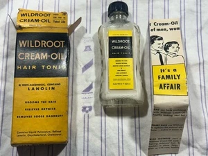 ORIGINAL Vintage 1950’s WILDROOT CREAM OIL NOS BOTTLE BOX INSTRUCTIONS - Bild 1 von 10