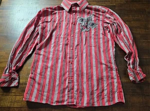 Men's Shirt New With Tag 100% Cotton Knockout Red Stripe - Picture 1 of 10