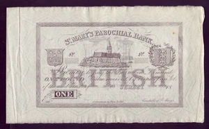 JERSEY - St Mary's Parochial Bank. 18-- 1 Pound. Full size black & white Proof - Picture 1 of 2
