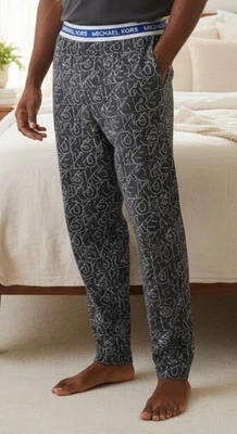 NUEVO HOMBRE MICHAEL KORS GRÁFICO ROPA DE DORMIR/PANTALONES DE SALÓN AZUL ÍNDIGO/NEGRO GRANDE Foto 1 de 4