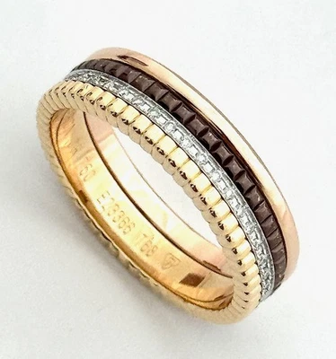 MENS BOUCHERON QUATRE CLASSIQUE SMALL DIAMOND RING 18K, SIZE 68, RET USD $8,400 - Image 1 of 4