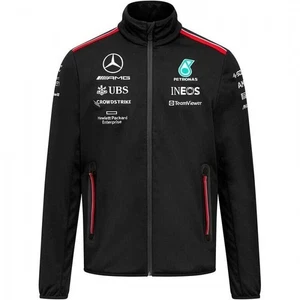 Black Racing-Inspired Softshell Jacket Lightweight Full-Zip Team Style Outerwear - Picture 1 of 3