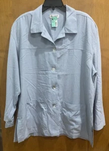 CLEARANCE SALE! Women’s XL Blue 100% Silk Unlined Blazer Jacket MOP Buttons - Picture 1 of 7