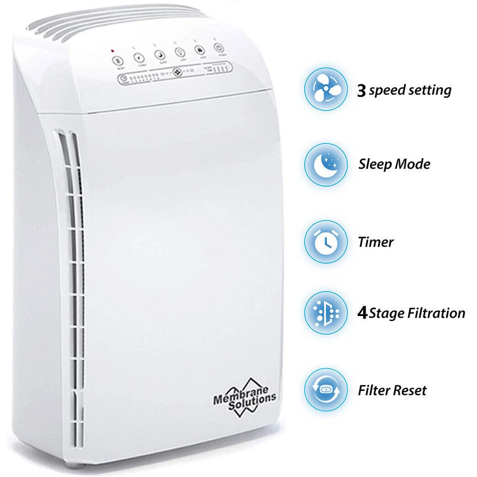 MEMBRANE SOLUTIONS MSA3 Air Purifier for Extra-Large Rooms Medical Grade True H13 HEPA Filter 1590 SqFt