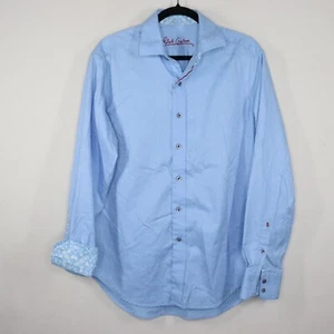 Robert Graham Shirt Mens Size Medium Blue Button Up Long Sleeve Flip Cuff Office - Picture 1 of 13