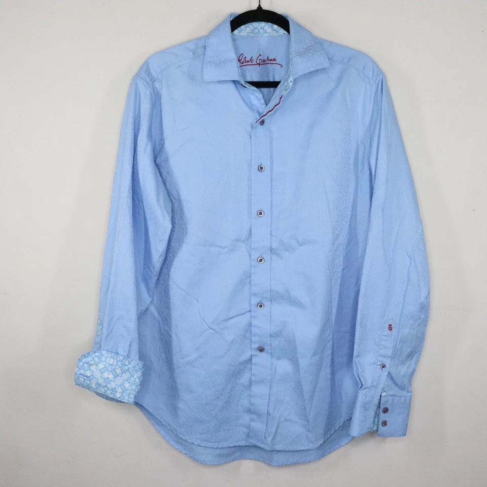 Robert Graham Shirt Mens Size Medium Blue Button Up Long Sleeve Flip Cuff Office - Image 1 of 4