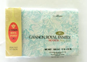 NIP VTG Cannon Royal Family No-Iron Percale Twin Flat Sheet - Picture 1 of 5