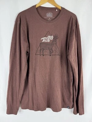 Prana Graphic T-shirt Mens Size XL Dark Brown Long Sleeve Outdoor Hiking  - Image 1 of 4