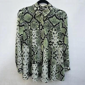 MINT VELVET GREEN SNAKE PRINT CHIFFON BLOUSE SHIRT TOP IMMACULATE UK 8 - Picture 1 of 13