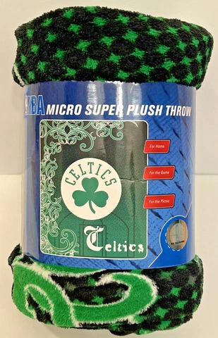 Boston Celtics Basketball Micro Super Plush Throw Blanket 50" x 60" Green NBA Cover