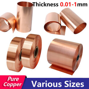 Copper Sheet T2 Pure Copper Metal Plate 1/1.2/1.5/2/2.5/3/4mm Thick  Multi-Sizes