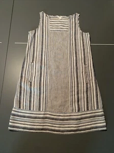 J Jill Summer Women’s Dress Size Small S Love Linen Petite Blue White Used Nice - Picture 1 of 5