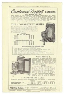 A 1925 Photgraphic/Camera Advertisment - Contessa Nettel Cameras and Hunter. - Picture 1 of 1