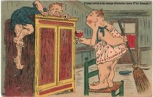 CPA Carte Postale France Humour Viens boire à la coupe d'amour mon P'tit Zaseph - Imagen 1 de 2