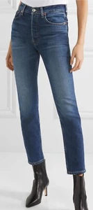 RE/DONE Denim High Rise Stove Pipe Ankle Crop Jeans Midnight Blue 25  - Picture 1 of 11