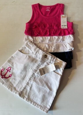 Conjunto de falda y top náutico Gymboree para niñas rosa talla 5 blanco denim cintura ajustable nuevo con etiquetas Foto 1 de 4