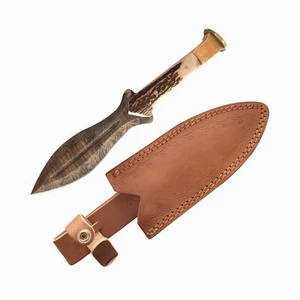 Maßgeschneidertes handgefertigtes Damaststahl Jagd Dolch Skinner Messer mit Hülle - Bild 1 von 5