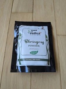 100% Organic Pure Bhringraj Powder For Heathy Hair 100 Gms 4 Oz Vedica Naturals - Picture 1 of 11