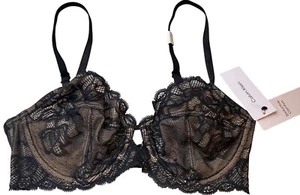 NEW CALVIN KLEIN Unlined Seductive Full Comfort Underwire Black Beige Size 34C - Picture 1 of 3