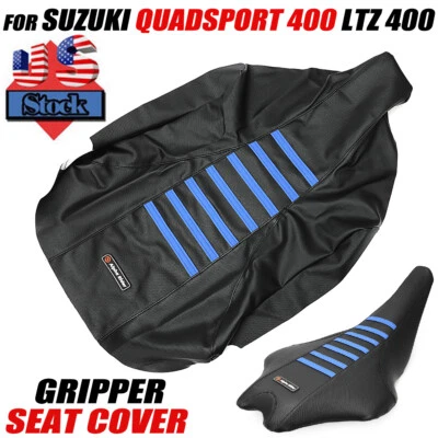 Gripper Seat Cover Black + Blue For Suzuki Quadsport Z400 LTZ 400 2003-2008 2009 - Image 1 of 4