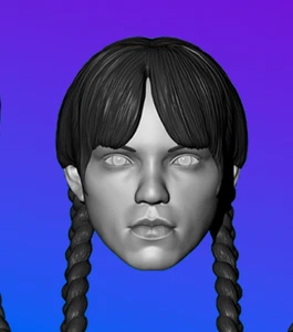 Wednesday Addams Family Jenna Ortega Custom Kopf für 4" 6" 7" 12" Actionfiguren - Bild 1 von 2