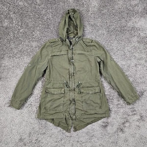 Levis Jacket Womens Medium M Green Field Military Hooded Full Zip Fishtail Hem - Picture 1 of 18