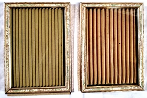 2 Marble Flower Border Gold Tone Metal Picture Table Easel Frame 5" x 7" Photos - Picture 1 of 9