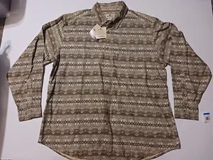 WOOLRICH Chamois Flannel Shirt Mens XL Shale Aztec Tan Geometric 6579 New w/ Tag - Picture 1 of 20