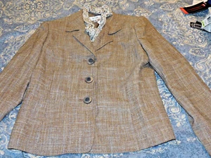 Le Suit, NWT, Size 10, Blazer w/ Brown Tones & Scart, lined - Picture 1 of 4