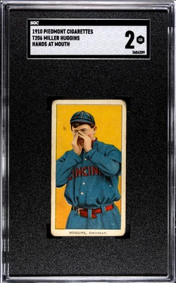 T206 T-206 1910 Piedmont 350 25/24 Miller Huggins mãos na boca HOF SGC 2 bom - Imagem 1 de 2