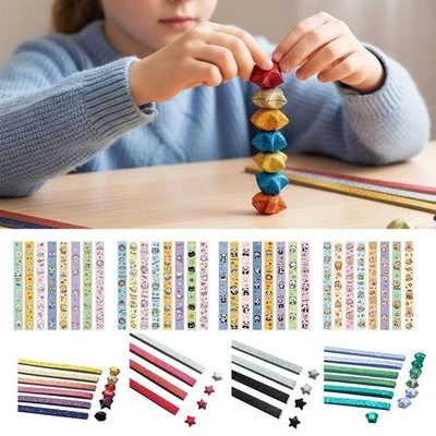 540 Sheets Cartoon Star Paper Strip Colorful Folding Star  Home Decoration - Image 1 of 4