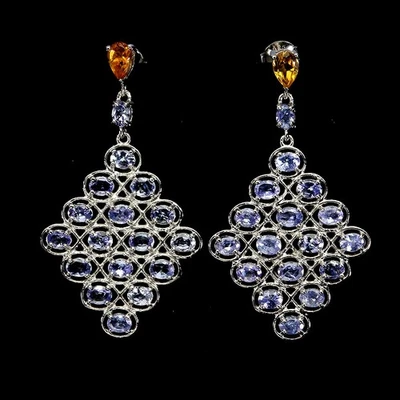 Pendientes de plata de ley 925 pera citrino 6x4 mm tanzanita piedras preciosas naturales joya Foto 1 de 4