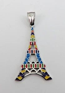 Vintage Eiffelturm bunt Emaille Mosaik-Stil Schmuck Anhänger Charm - Bild 1 von 6