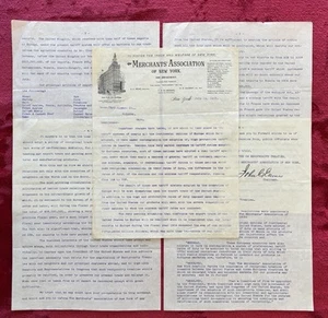 1905 NY MERCHANTS ASSN. BRIEF - EUROPÄISCHE TARIFE ALS VERGELTUNG FÜR US-TARIFE - Bild 1 von 1