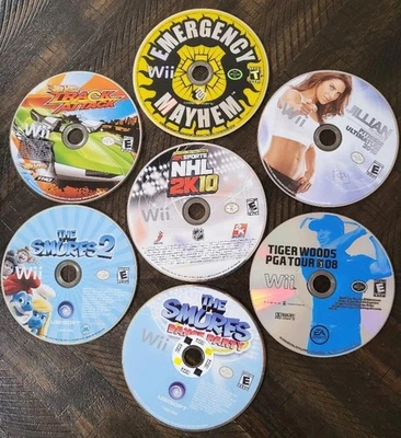 VIDEO GAME LOT: Wii GAMES- THE SMURFS, EMERGENCY MAHEM, TRACK ATTACK, NHL 2K10 - Image 1 of 4