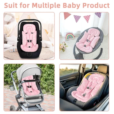 Asiento de coche soporte de cabeza bebé suave bebé asiento de coche inserto con cubiertas de correa para rosa Foto 1 de 4
