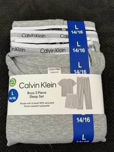 Calvin Klein Boys 3 Piece Sleep Set Gray Size Large 14-16 New With Tags - Picture 1 of 2