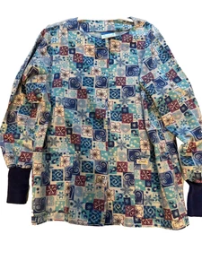 UNIFORM CHRISTMAS SCRUB JACKET CREST SNOWFLAKES L/S  (G-28) - Picture 1 of 5