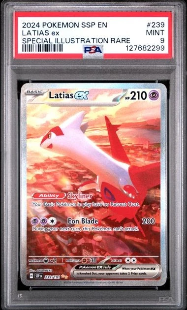 PSA 9 MINT Latias ex 239/191 Sv08: Surging Sparks Holo Pokemon 2024 - Image 1 of 2