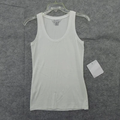 Tommy Bahama 衬衫女式小号白色罗纹背心棉质弹力基本款 — 第 1/4 张图片