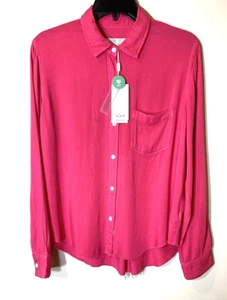 Rails Shirt Womens Small Pink Ingrid Raw Hibiscus Long Sleeve NEW w Tag - Picture 1 of 17