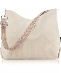Corduroy Tote Bag for Women with Zipper, Large Capacity Shoulder Bags with Adjus - Picture 1 of 7