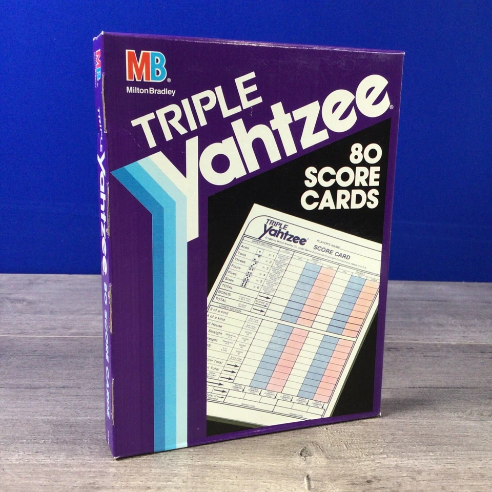 Vintage Triple Yahtzee 80 Score Cards 1 Pad Milton Bradley Dice Game 1989