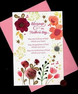 MOTHER'S DAY Flowers Leaves GOLD SHINE RELIGIOUS GLITTERED - LARGE Greeting Card - Picture 1 of 5