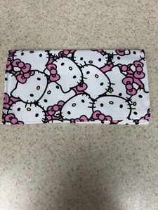 Soft Cotton Fabric Checkbook - Hello Kitty w/ Pink Hair Bows - Classic - NEW - Picture 1 of 2